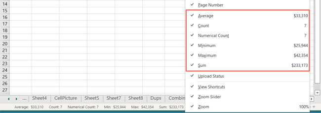Durum Çubuğu Hesaplamalarını Görüntüle Excel Kullanışlı Özellikler