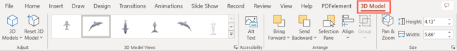 3D Model Sekmesi PowerPoint 3D Modeller