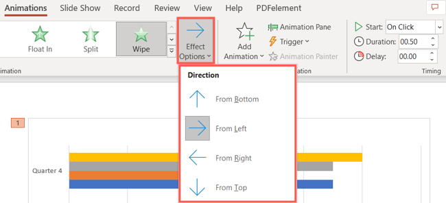 Efekt Seçenekleri Yönü PowerPoint Animate Grafik Bölümü