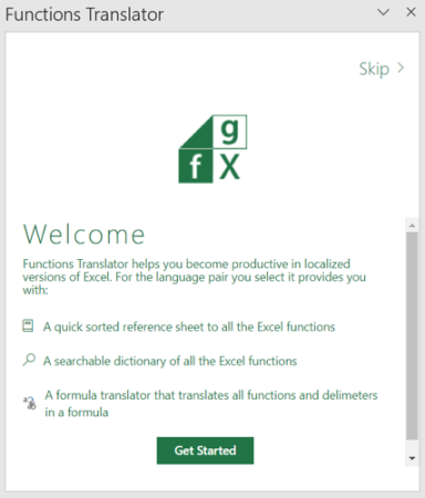 Excel İşlevleri Çevirmenine Hoş Geldiniz