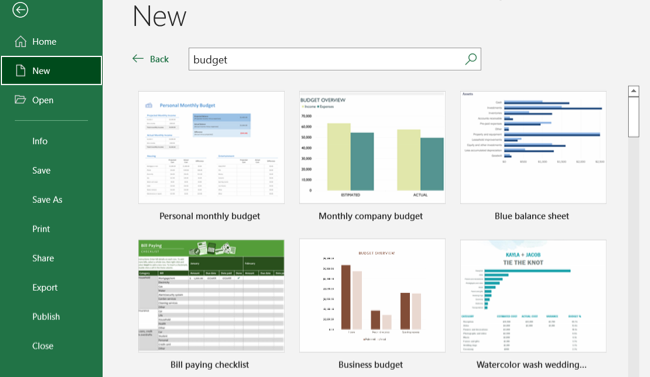 Excel Şablonları Excel'i Seç Bütçe Oluştur