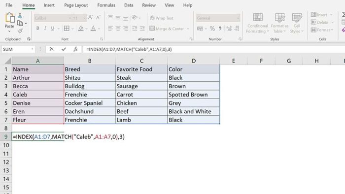Excel'de Dizin Eşleştirmesi nasıl kullanılır