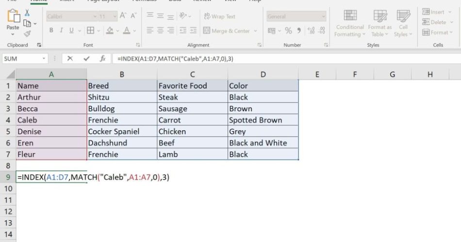 Excel'de Dizin Eşleştirmesi nasıl kullanılır