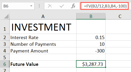 Formül PV Bağımsız Değişkeni Excel FV İşlevi