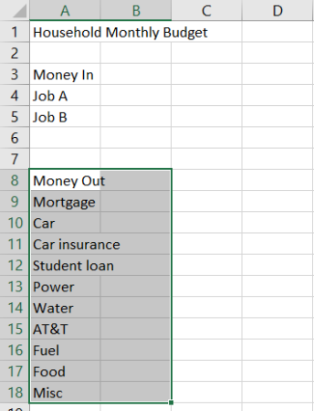 Giderler Excel Bütçe Oluştur