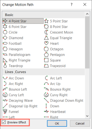 Önizleme Efekti PowerPoint Hareket Yolları