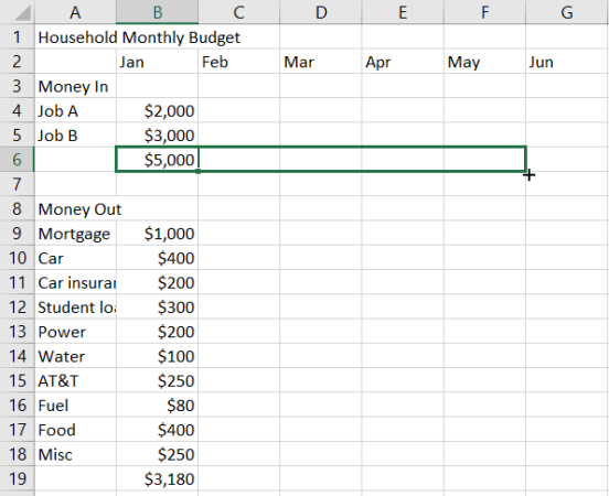 Toplamı Doldur Excel Bütçe Oluştur