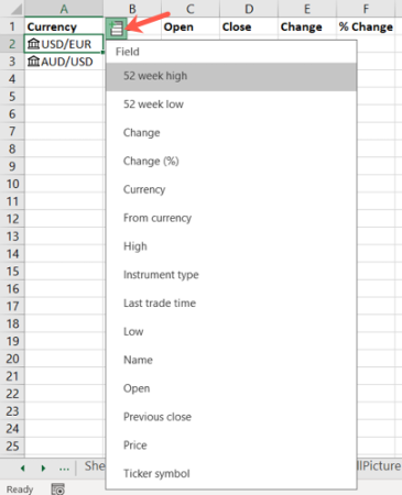 Veri Türü Ayrıntıları Excel Döviz Değişimi