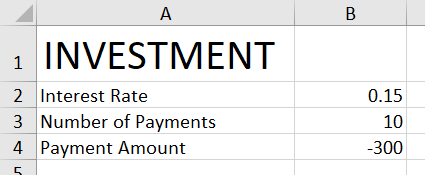 Yatırım Verileri Excel FV İşlevi