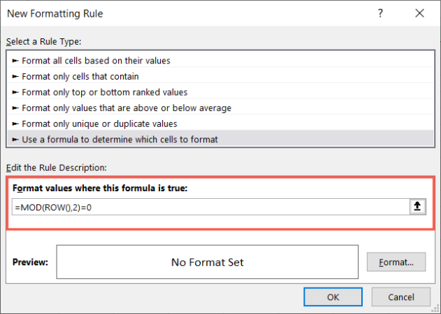 Formül Excel Alternatif Satır Renkleri Ekle