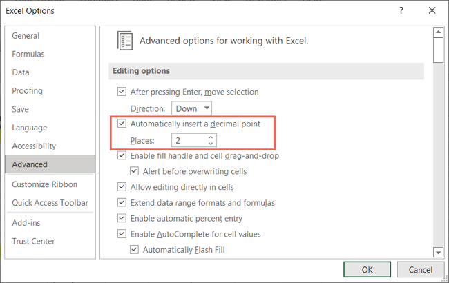 Otomatik Windows Excel Ondalık Sayıları Değiştir