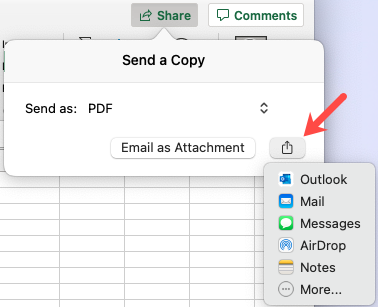 Sayfayı Paylaş Excel Mac MS Dosyalarını PDF Gönder