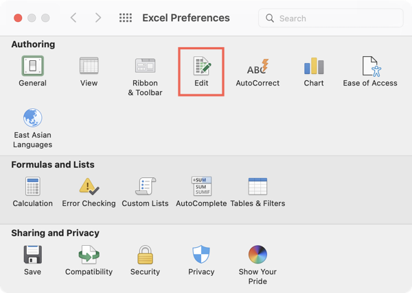 Tercihler Excel'i Düzenle Ondalık Sayıları Değiştir