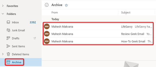 8 Outlook web arşivlenmiş e-posta