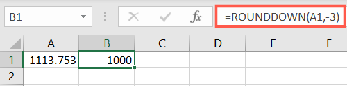 Aşağı Hücre Referansı Excel Yuvarlak Fonksiyonları