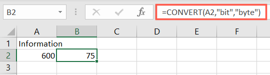 Bit Bayt Excel Dönüştürme İşlevi