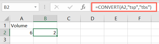 Çay kaşığı Yemek kaşığı Excel Dönüştürme Fonksiyonu