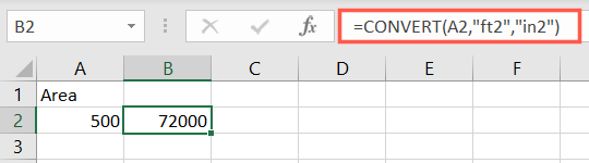 Fit Kare İnç Excel Dönüştürme İşlevi