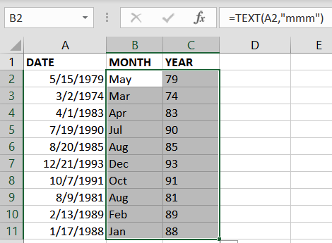 Kısayol Formüllerini Kopyala Excel Ay Yıl Tarihten