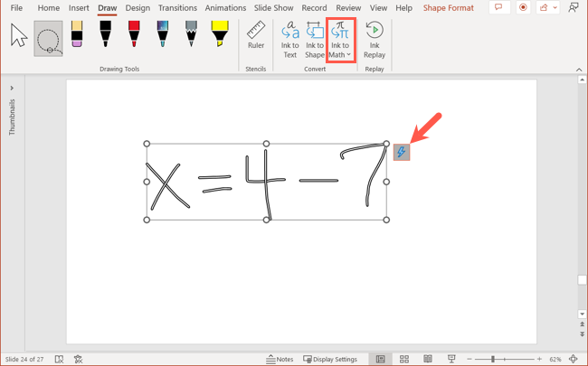 Matematik PowerPoint Office Mürekkebi için Mürekkep Çiz