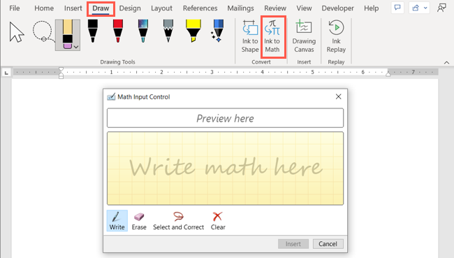 Matematik Word Ofis Mürekkebine Mürekkep Çiz