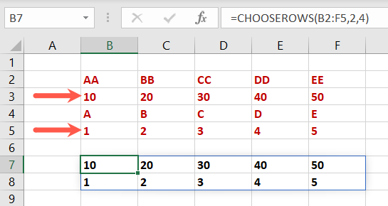 SATIR SEÇ Excel Dizi İşlevleri