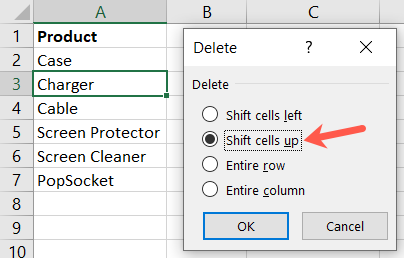 SHIFT hücreleri Excel Düzenle Drop Liste