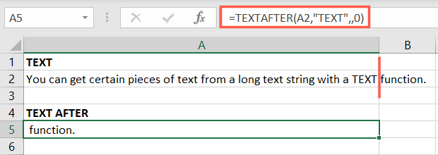 TEXTAFTER Büyük/Küçük Harfe Duyarlı Excel Bölünmüş Metni Ayıkla