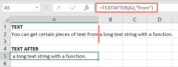 TEXTAFTER basic Excel Bölünmüş Metni Ayıkla