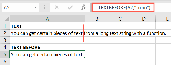 TEXTBEFORE temel Excel Bölünmüş Metni Ayıkla