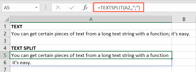 TEXTSPLIT Noktalı Virgül Satır Excel Bölünmüş Metni Ayıkla