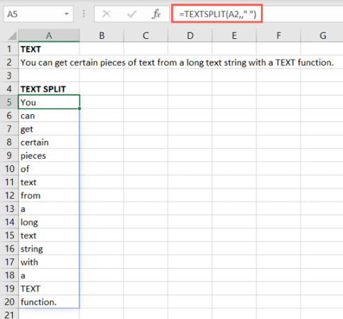 TEXTSPLIT Satırları Excel Bölünmüş Metni Ayıkla