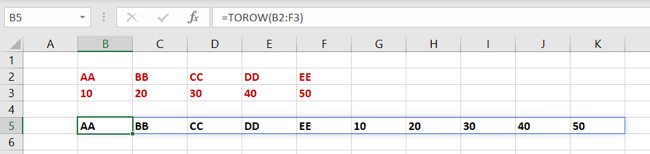 TOROW Excel Dizi İşlevleri