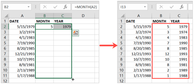 Tam Formülleri Kopyala Excel Ay Yıl Tarihten
