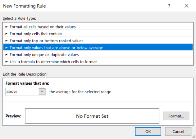 Yeni Kural Ortalaması Excel Vurgu Ortalaması