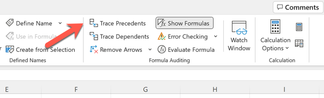 excel izleme emsalleri düğmesi