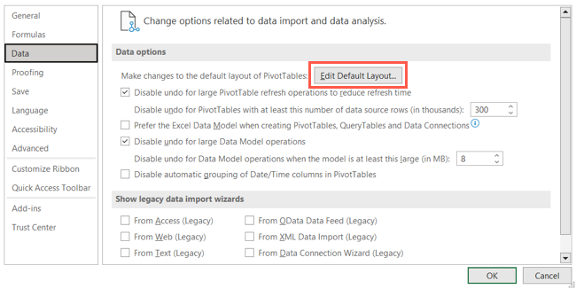 Varsayılan Düzeni Düzenle Excel Varsayılan Ayarları Değiştir