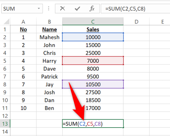 8 excel toplamına özel satır