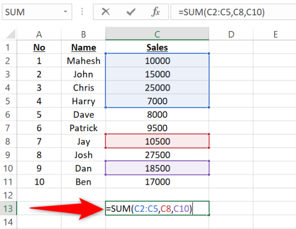 9 excel toplam aralıkları satırları