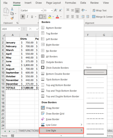 Çizgi Stili Excel Noktalı Çizgileri Kaldır