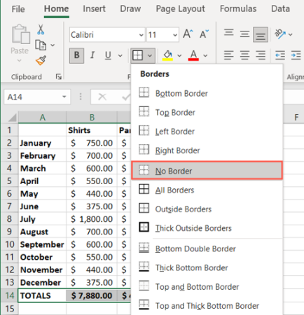 Kenarlık Yok Excel Noktalı Çizgileri Kaldır