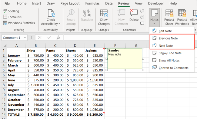 Önceki Sonraki Not Excel Notları