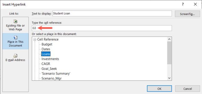 Sayfa Hücresi Excel'i Sayfaya Bağla'yı seçin