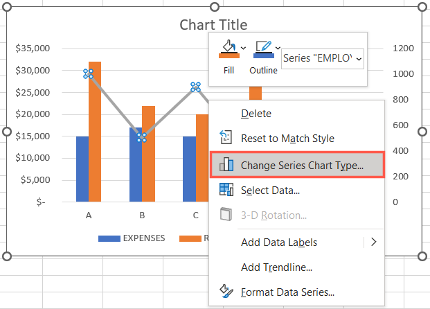 Seri Grafik Türünü Değiştir Ekseni Kaldır Excel İkincil Eksen