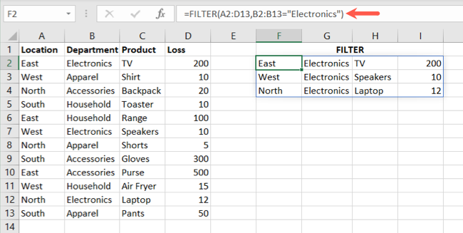 Temel Metin Excel FİLTRE İşlevi