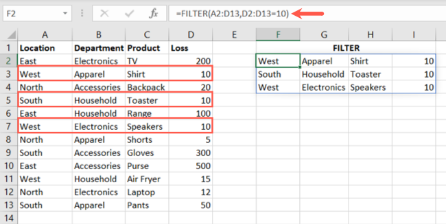 Temel Sayı Excel FİLTRE İşlevi