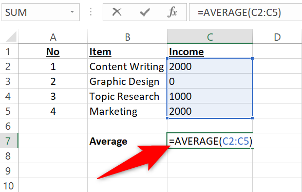 7 excel ortalama işlevi