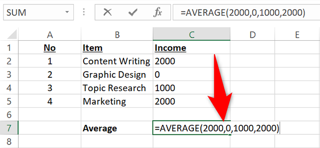 8 excel ortalama doğrudan değeri