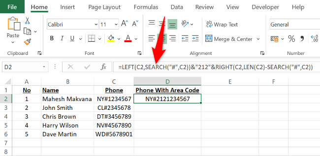 9 Excel Belirli bir karakterden sonra metin ekleyin