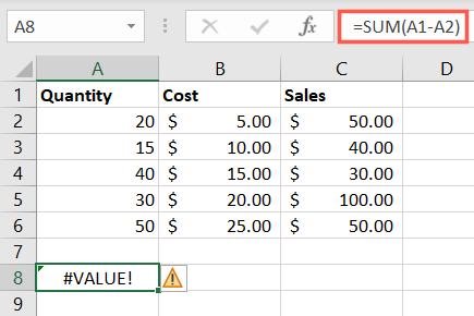 Değer Excel Formül Hataları